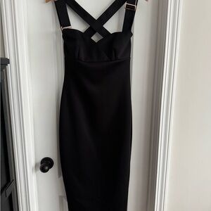 Ted Baker Black Midi Dress with Cross Straps